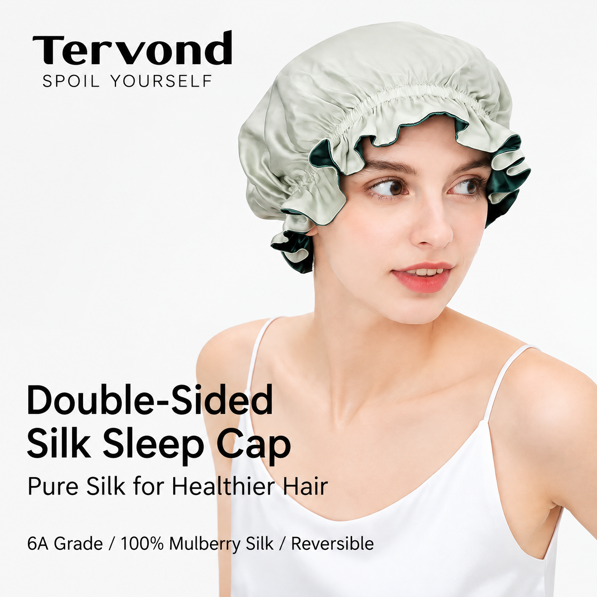 Mulberry Silk Sleep Bonnet | Reversible Double-Sided Night Hair Cap for Curls & Overnight Care