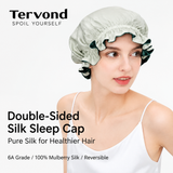 Mulberry Silk Sleep Bonnet | Reversible Double-Sided Night Hair Cap for Curls & Overnight Care