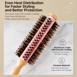 Boar Bristle Round Hair Brush | Blowout Styling Brush for Root Lift, Smooth Ends & Volume
