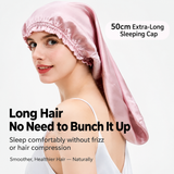 Long Hair Silk Sleep Bonnet | Extra-Long Night Hair Wrap for Braids, Curls & Long Hairstyles