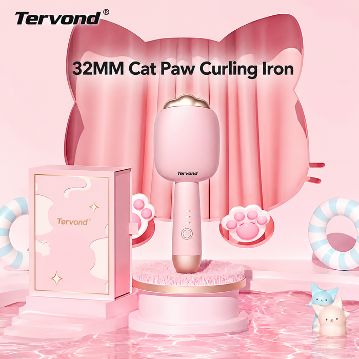 32mm Cat Paw Curling Wand | Cute Large Barrel Curling Iron for Soft Curls & Loose Waves