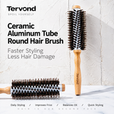 Boar Bristle Round Hair Brush | Blowout Styling Brush for Root Lift, Smooth Ends & Volume