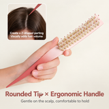 Boar Bristle Rat Tail Styling Comb | Precision Parting Brush for Sleek Buns, Ponytails & Flyaways